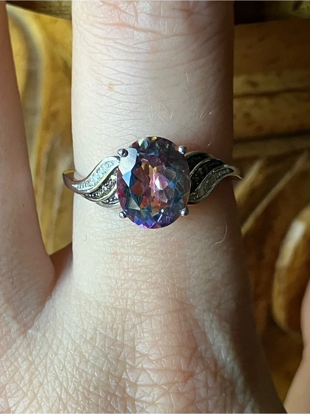 Northern Lights Quartz Diamond Ring Size 9